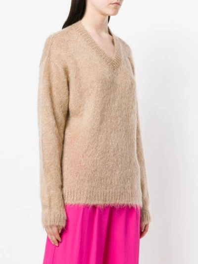 Shop Miu Miu Knitted Jumper In F0040 Camel Brown