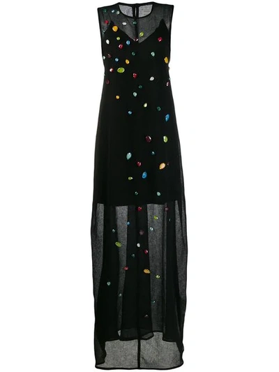 Shop Maison Rabih Kayrouz Stone Embellished Maxi Dress In Black