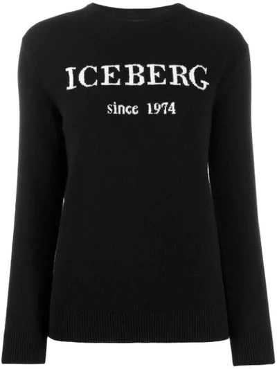 ICEBERG CASHMERE LOGO SWEATER - 黑色