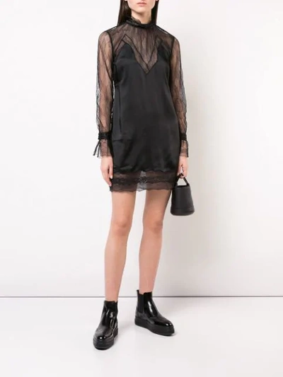 Shop Jonathan Simkhai Lingerie Sateen Mini Dress In Black