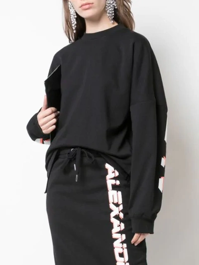 Shop Alexander Wang Logo Print Sweatshirt In Black ,white