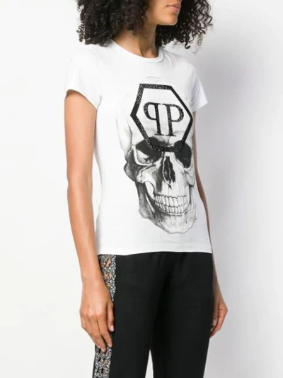 Shop Philipp Plein Ss Skull T-shirt In White