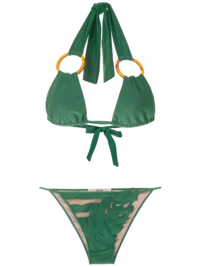 Shop Adriana Degreas X Cult Gaia Panelled Bikini Set In Green