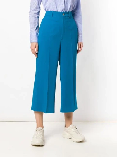 Shop Gucci Stretch Viscose Culotte Pant In Blue