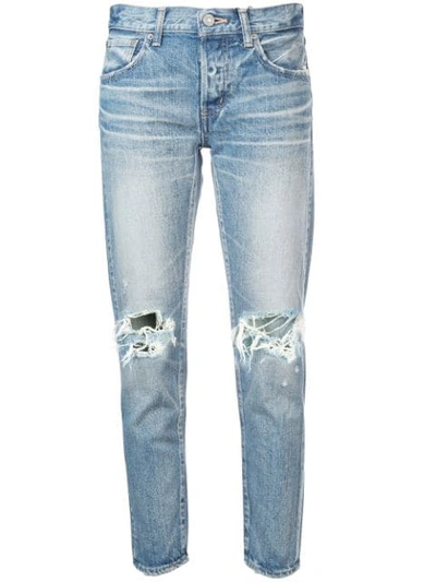 Shop Moussy Vintage Ripped Knee Jeans In Blue