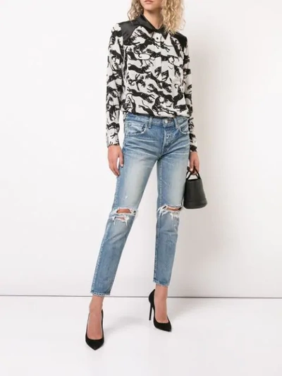 Shop Moussy Vintage Ripped Knee Jeans In Blue