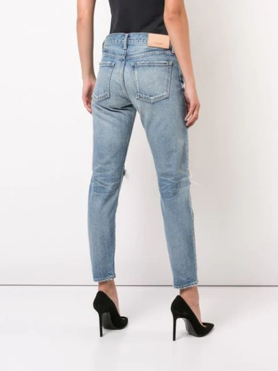 Shop Moussy Vintage Ripped Knee Jeans In Blue