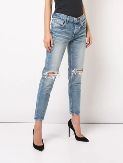 Shop Moussy Vintage Ripped Knee Jeans In Blue