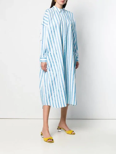 Shop Maison Rabih Kayrouz Striped Oversized Shirt Dress In Blue