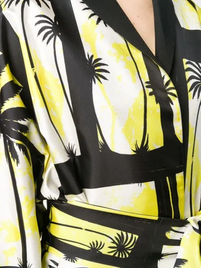 Shop Fausto Puglisi Palm Tree Belted Kimono In Black