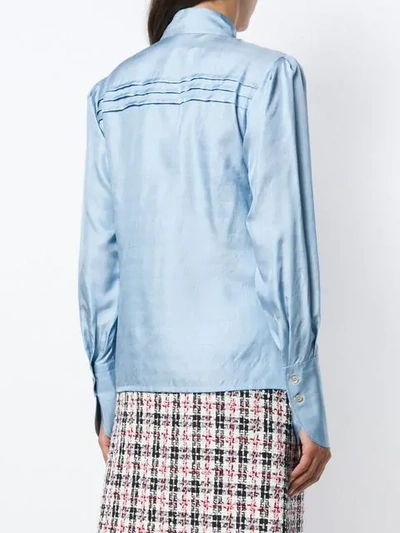 Shop Gucci Long Peaked Collar Shirt In Blue