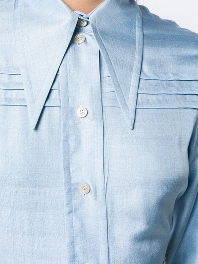 Shop Gucci Long Peaked Collar Shirt In Blue