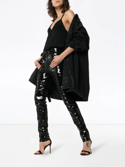 Shop Saint Laurent Sequin Embellished Slim In Black