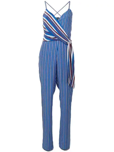 Shop Rag & Bone Striped V-neck Jumpsuit In Blue