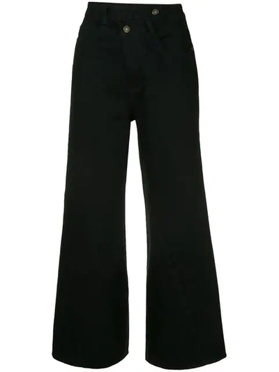 Shop Ground Zero Cropped Flared Jeans In Black