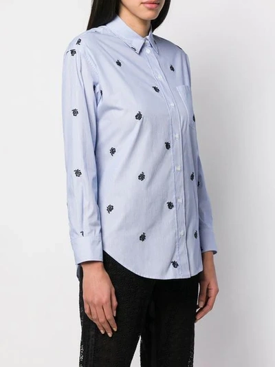 Shop Kenzo Rose Embroidered Shirt In Blue