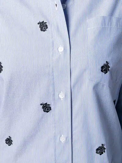 Shop Kenzo Rose Embroidered Shirt In Blue