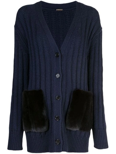 Shop Adam Lippes Ribbed Knit Cardigan In Blue