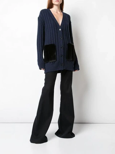 Shop Adam Lippes Ribbed Knit Cardigan In Blue