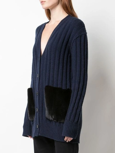 Shop Adam Lippes Ribbed Knit Cardigan In Blue