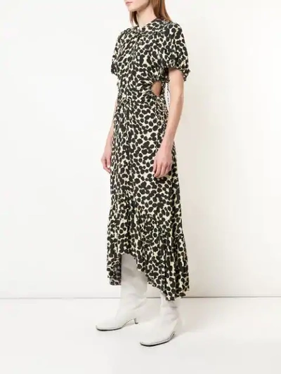 Shop Proenza Schouler Textured Crepe Painted Dot Cinched Dress In Black