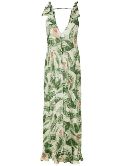 Shop Adriana Degreas Silk Maxi Dress In Green