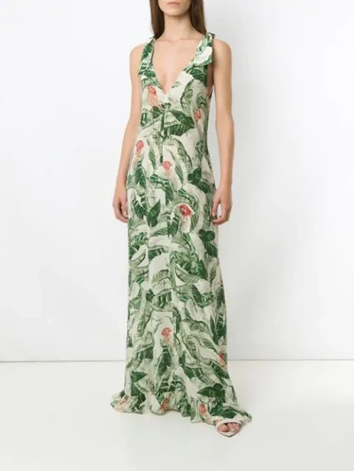 Shop Adriana Degreas Silk Maxi Dress In Green