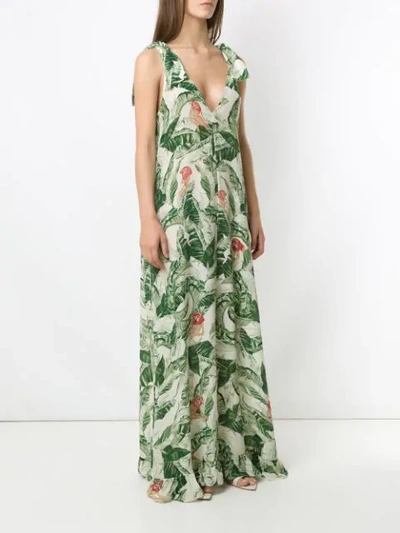 Shop Adriana Degreas Silk Maxi Dress In Green