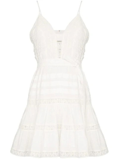 Shop Zimmermann Honour Lace Insert Mini-dress In White