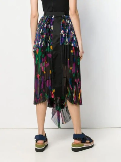 Shop Sacai Asymmetric Pleated Skirt In 001 Black