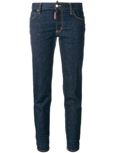 Shop Dsquared2 Cropped Twiggy Jeans In Blue