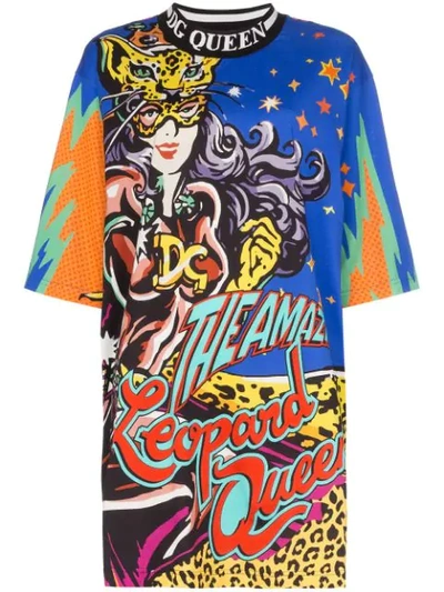 Shop Dolce & Gabbana Leopard Queen-print Oversized T-shirt In Hhy03 Multicoloured
