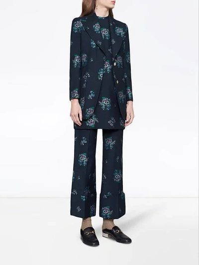 Shop Gucci Flowers Fil Coupé Cotton Wool Jacket In 4548 Blu