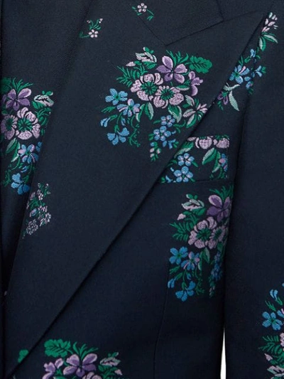 Shop Gucci Flowers Fil Coupé Cotton Wool Jacket In 4548 Blu