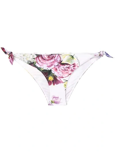 Shop Dolce & Gabbana Floral-print Bikini Briefs In White