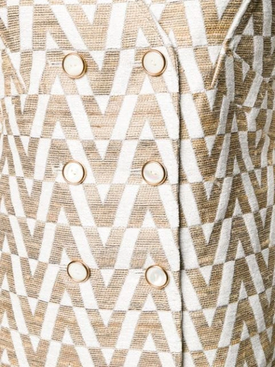 Shop Valentino Jacquard Knit Brocade Coat In Gold