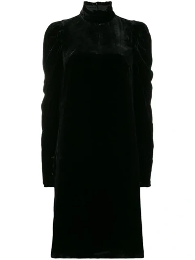Shop Ulla Johnson Velvet Turtleneck Dress In Black
