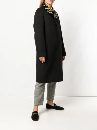 Shop Gucci Embellished Coat In Black