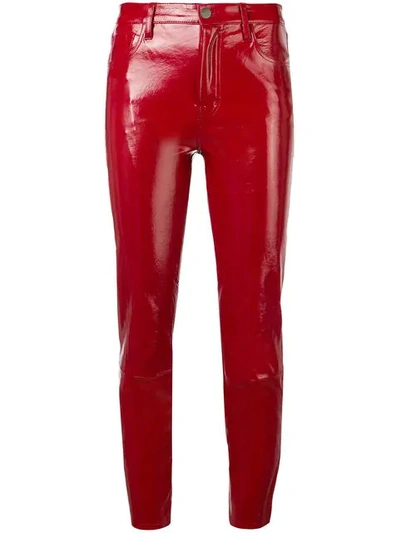 Shop J Brand Cropped Leather Trousers In Red