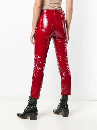 Shop J Brand Cropped Leather Trousers In Red