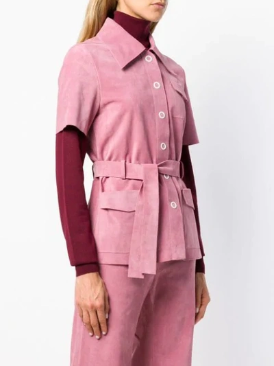 Shop Victoria Beckham Safari Suede Shirt In Pink