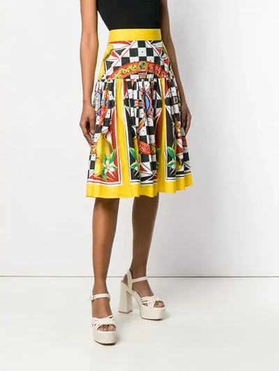 Shop Dolce & Gabbana Sicilian Carretto Lemon Print Skirt In Yellow