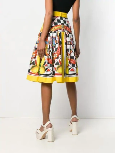 Shop Dolce & Gabbana Sicilian Carretto Lemon Print Skirt In Yellow
