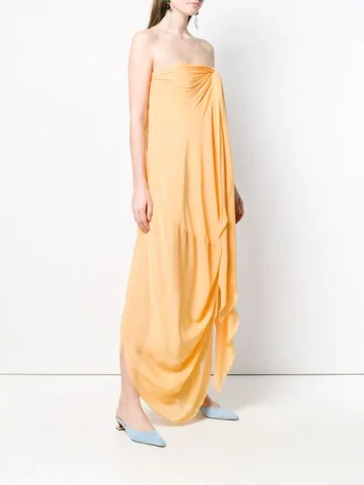Shop Jacquemus Strapless Drape Dress In Yellow