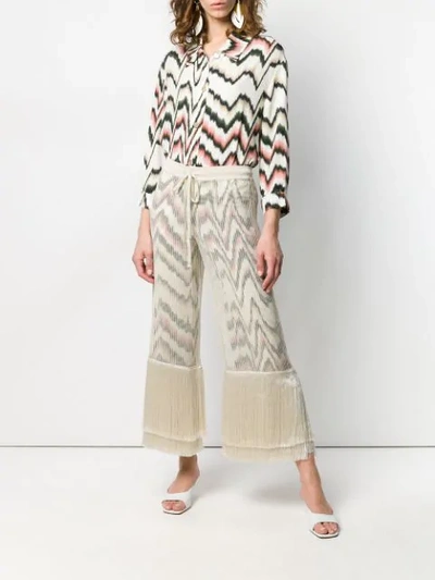 Shop Missoni Fringe Cropped Trousers In Neutrals