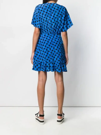 Shop Kenzo Polka Dot Mini Dress In Blue