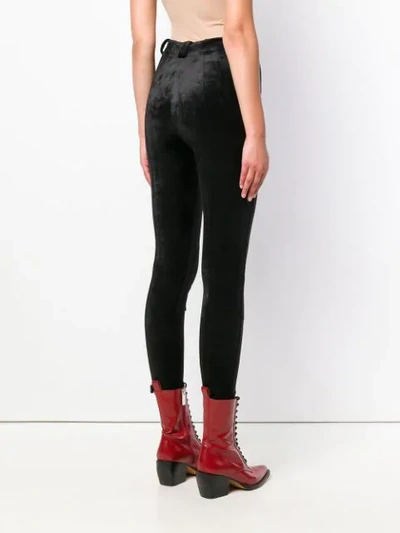 lace-up velour skinny trousers