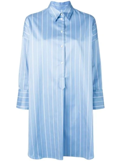 ALBERTO BIANI STRIPED SHIRT DRESS - 蓝色