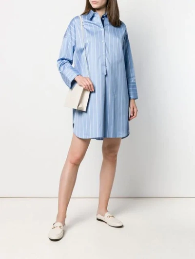 Shop Alberto Biani Striped Shirt Dress - Blue