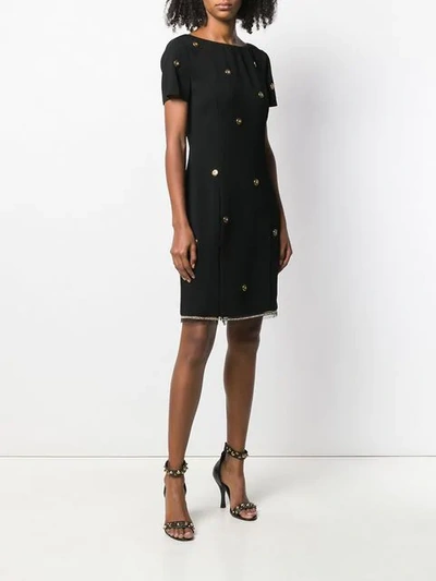 Shop Cavalli Class Button Shift Dress In Black